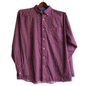 Ariat Men’s XL Long Sleeve Button Down Shirt Purple Floral Wrinkle Free Classic